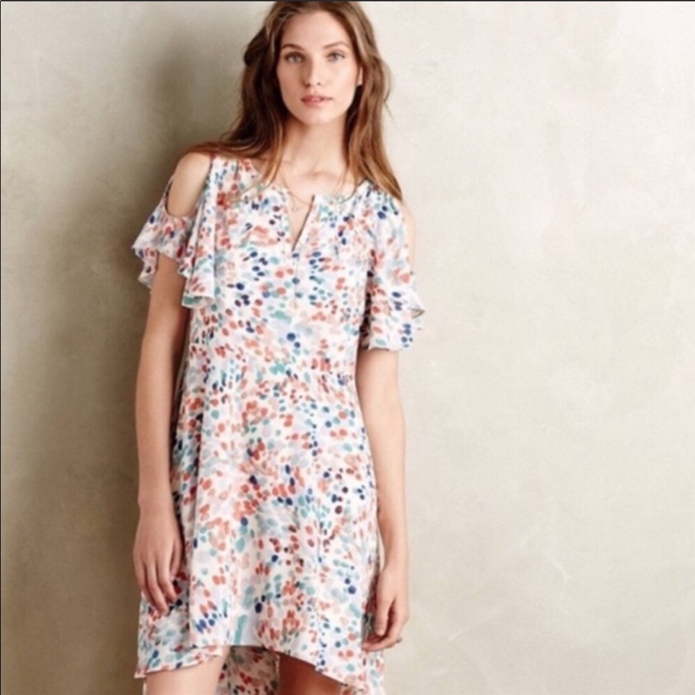 Anthropologie Maeve Watercolor Polka Dot Dress